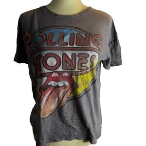 Rolling Stones Vintage Style Tongue Logo Graphic Tee, Gray, Size Small